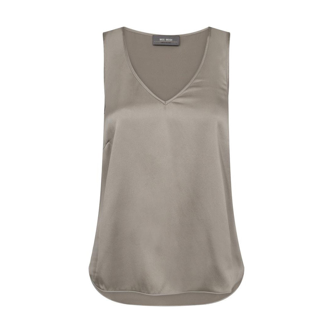 Astrid V-Neck Silk Tank Top - Mourning Dove