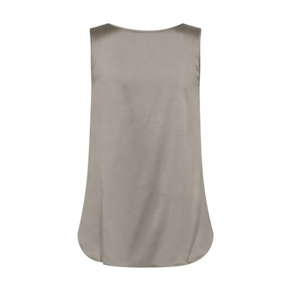 Astrid V-Neck Silk Tank Top - Mourning Dove