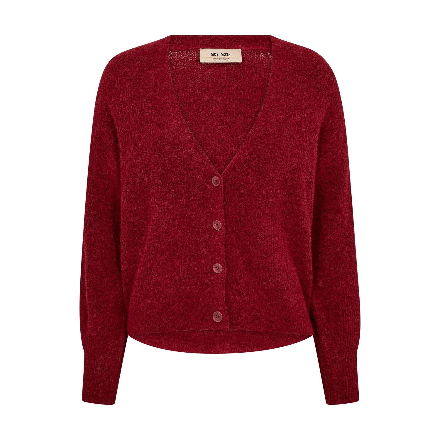 Thora V-Neck Knit Cardigan - Rhythmic Red