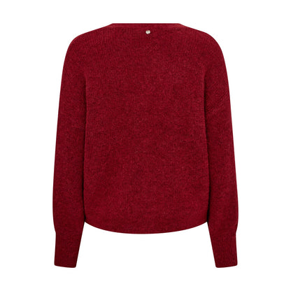 Thora V-Neck Knit Cardigan - Rhythmic Red