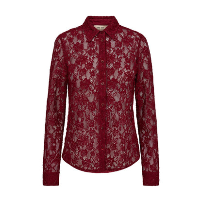 Kether Lace Sequin Shirt - Biking Red