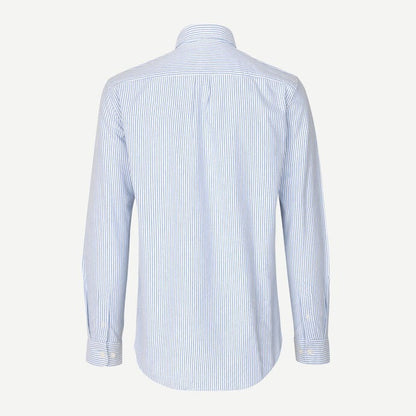 Liam Long Sleeve Cotton Shirt - Blue Stripe