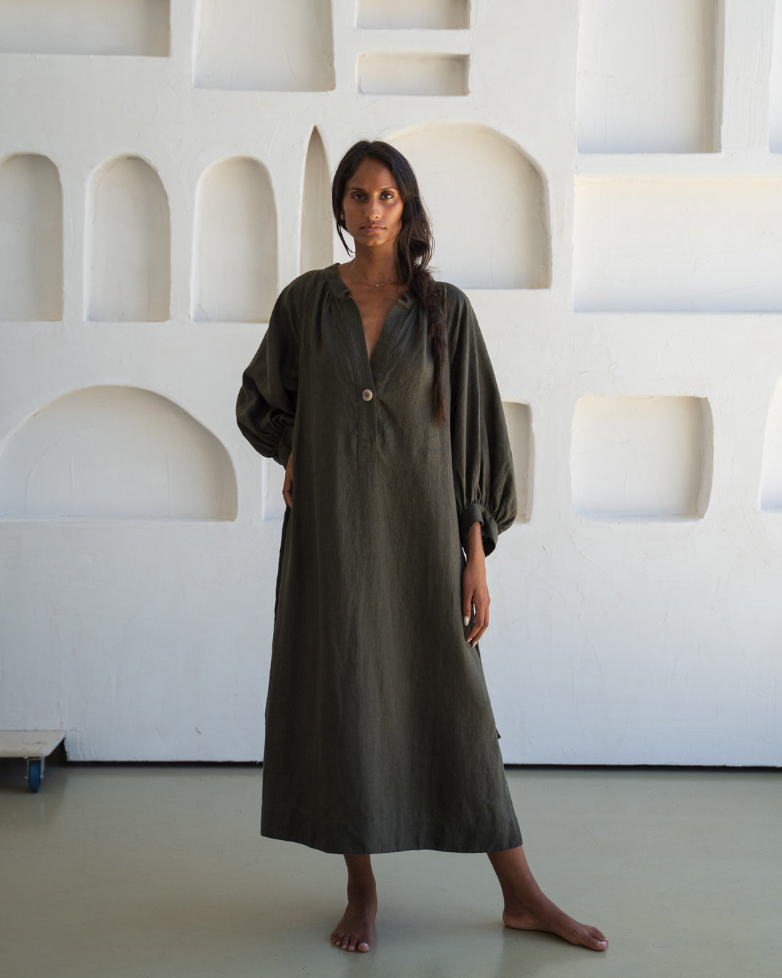 Mae Linen Dress - Khaki