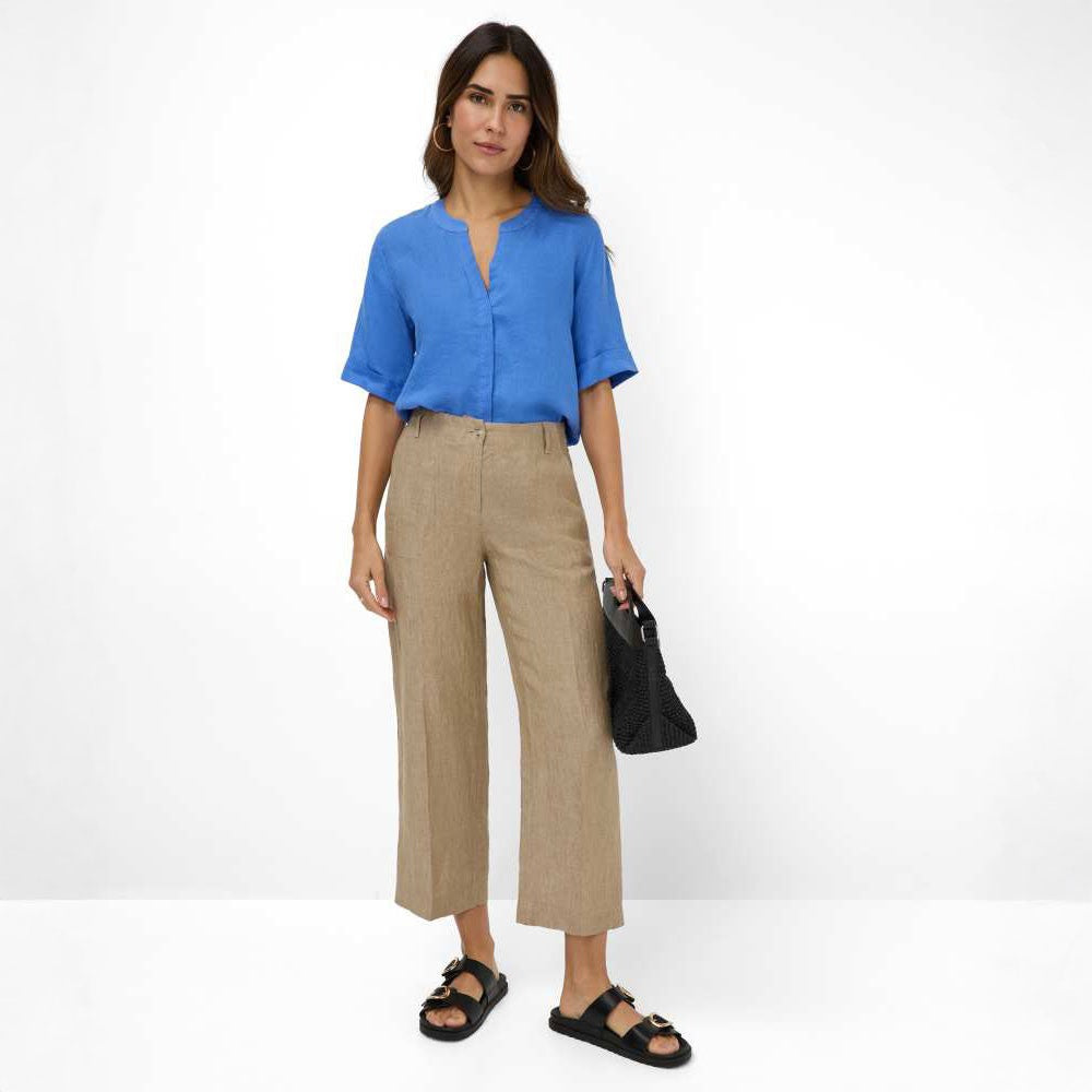Maine S Straight Linen Trousers - Almond