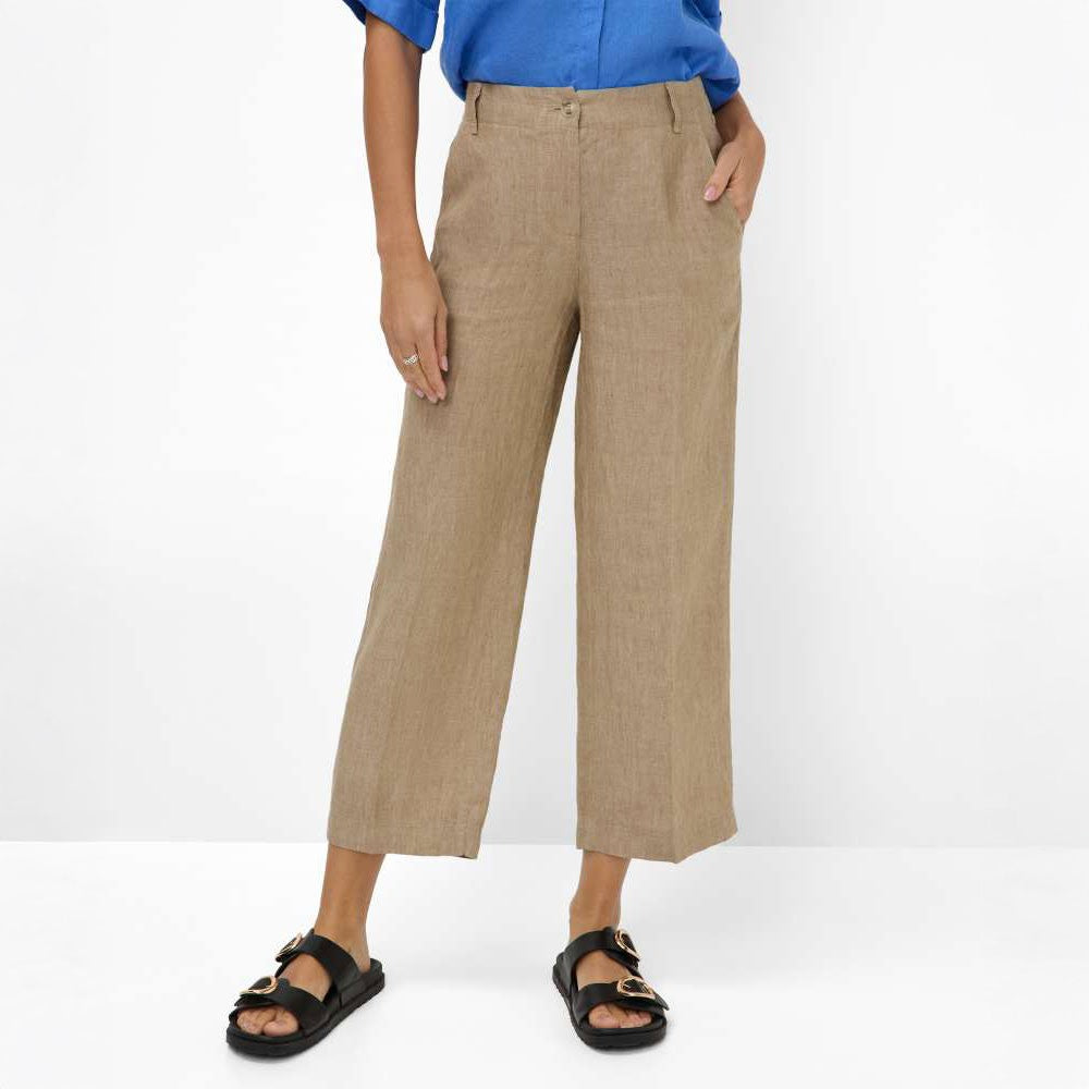 Maine S Straight Linen Trousers - Almond