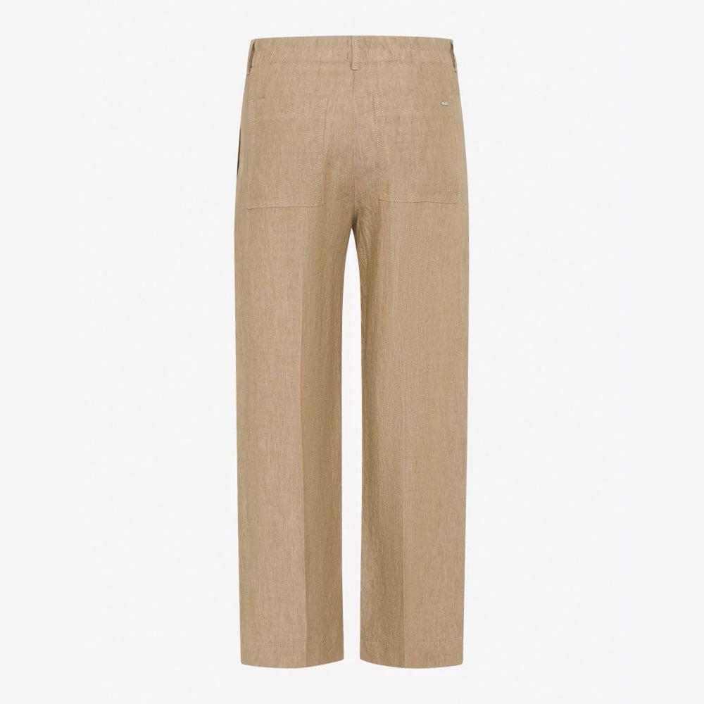 Maine S Straight Linen Trousers - Almond