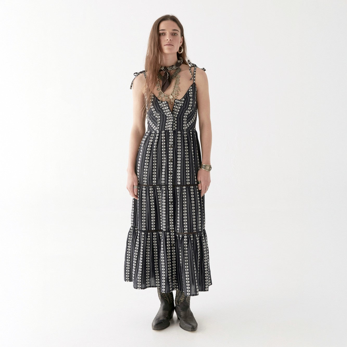 Venus Button Sundress - Black