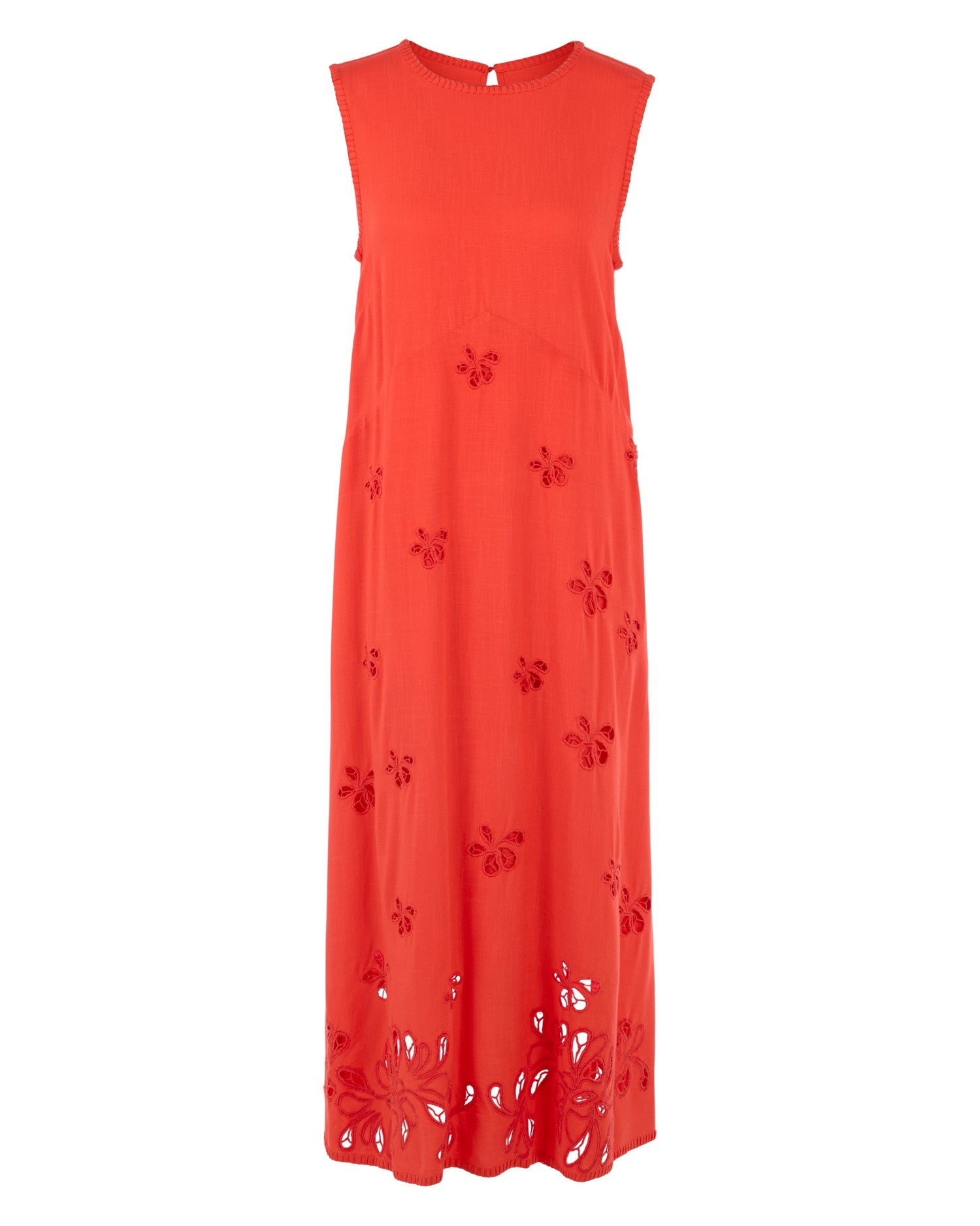 Sleeveless Embroidered Dress - Orange