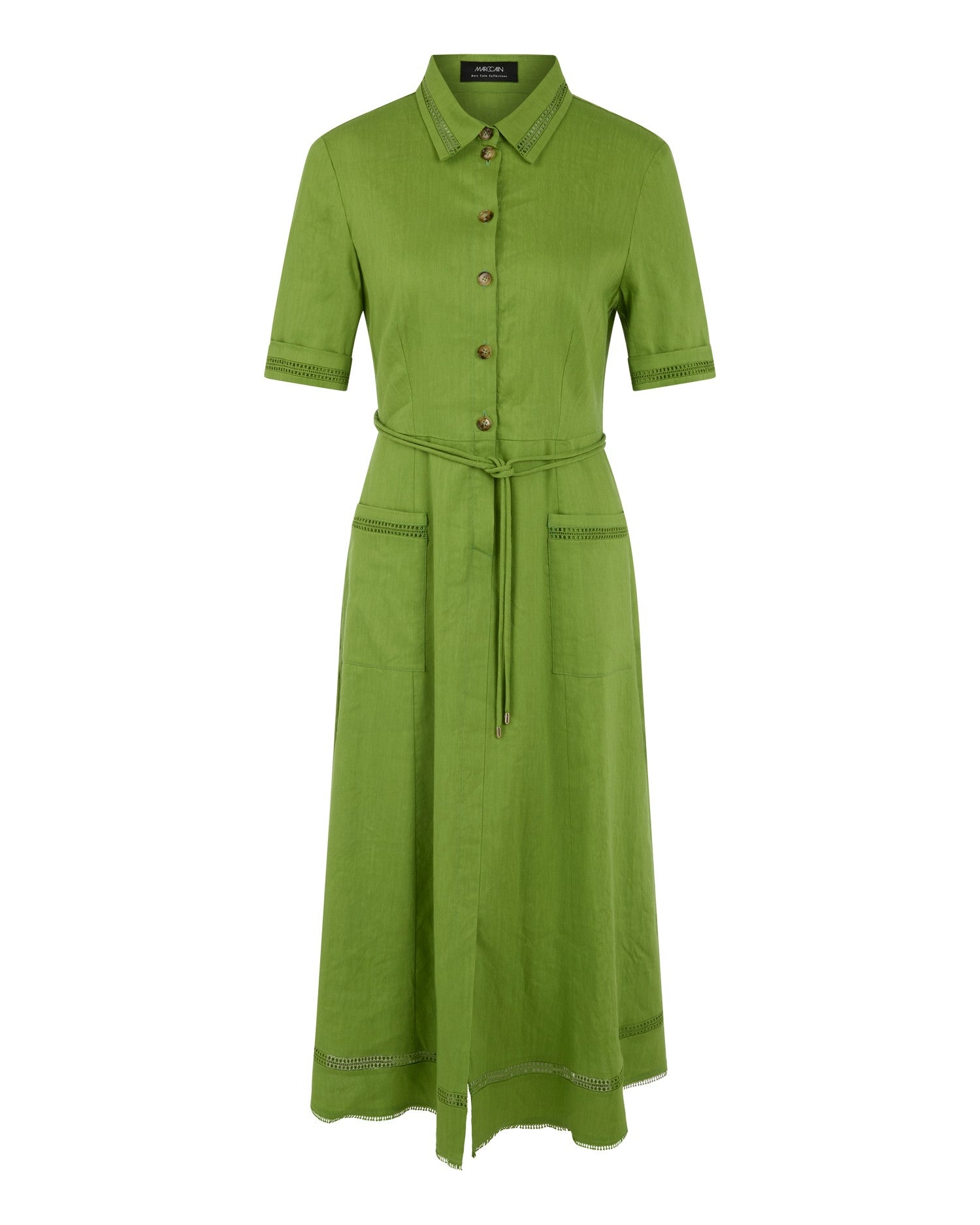 Linen Shirt Dress - Green