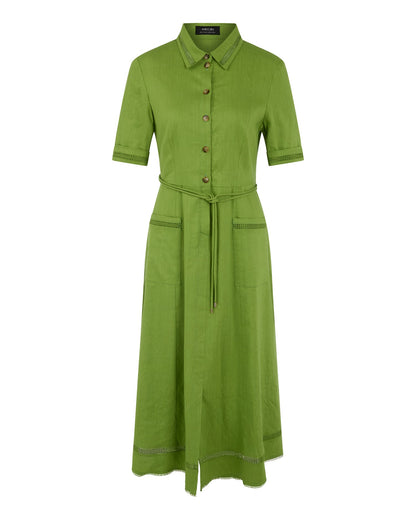 Linen Shirt Dress - Green