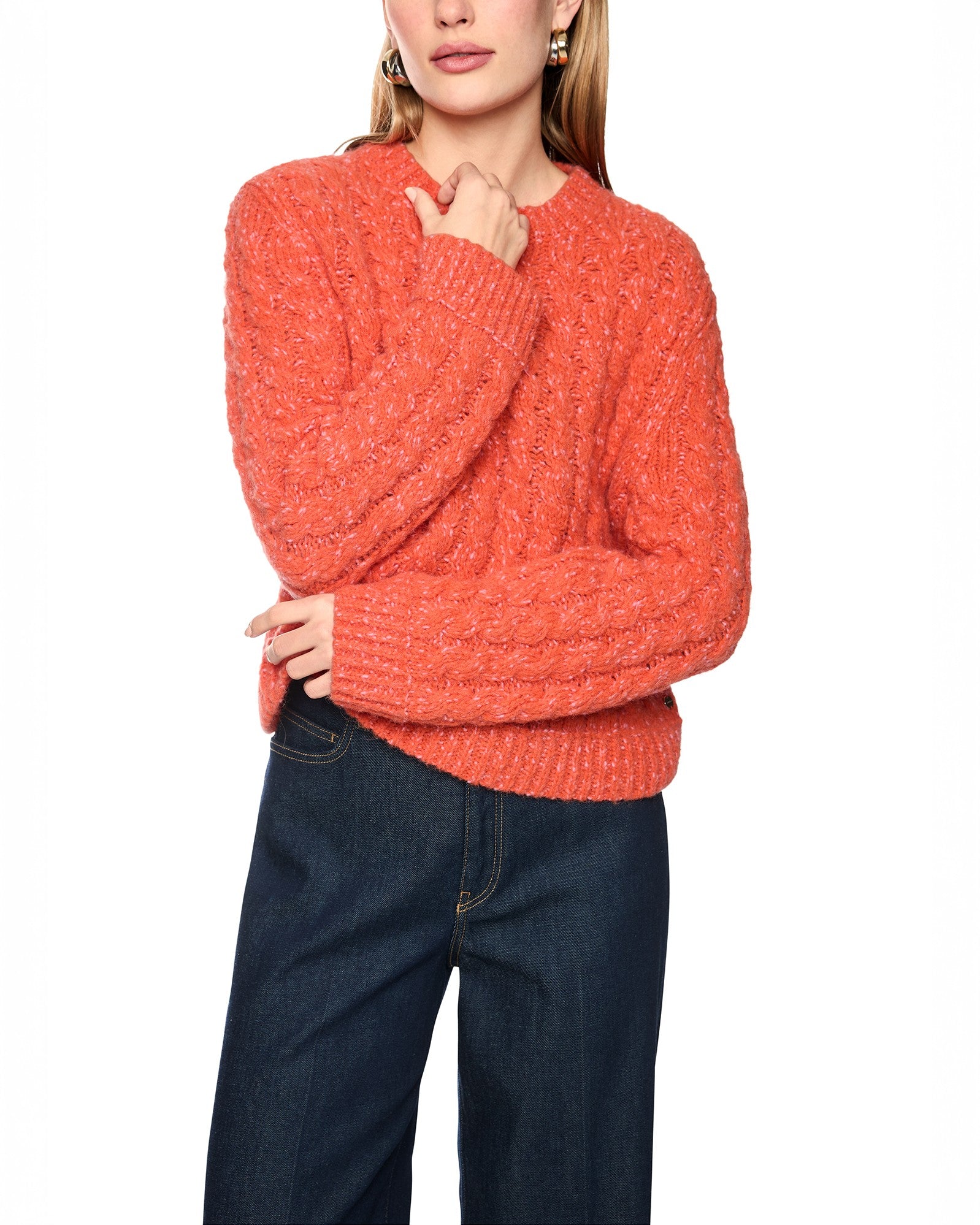 Cable Knit Jumper - Orange