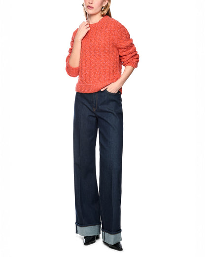 Cable Knit Jumper - Orange