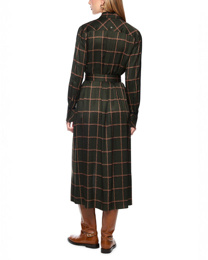Check Shirt Dress - Khaki