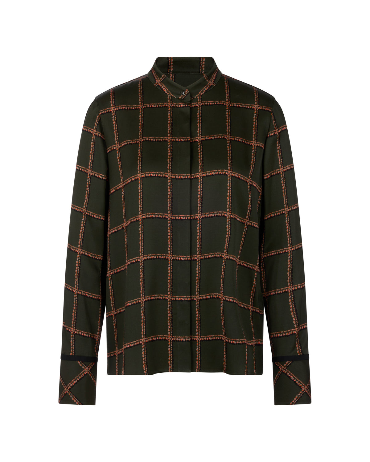 Check Silk Blouse - Khaki