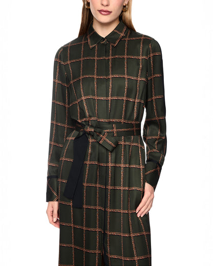 Check Shirt Dress - Khaki