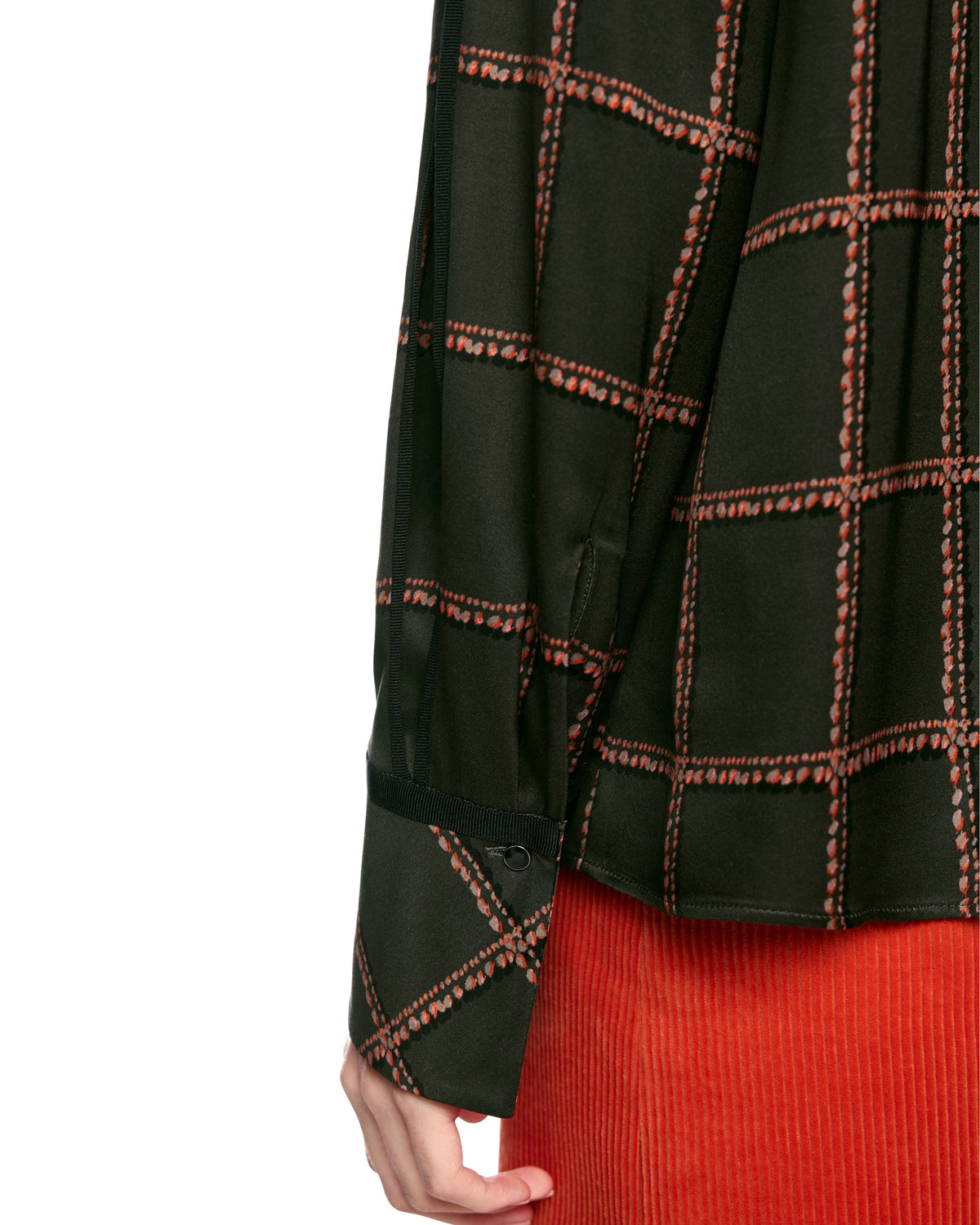 Check Silk Blouse - Khaki