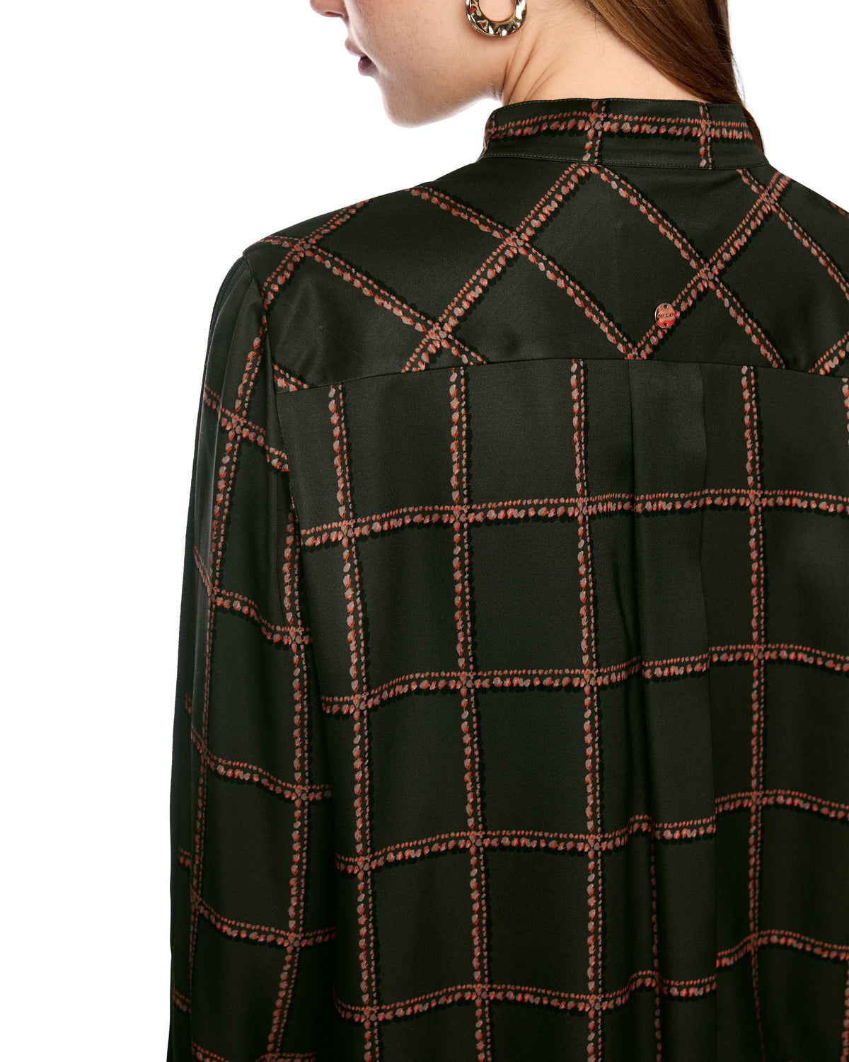 Check Silk Blouse - Khaki