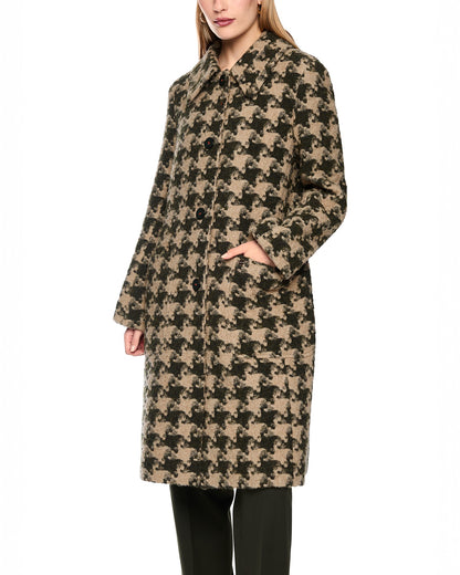 Dogtooth Coat Orange Collar - Green/Beige