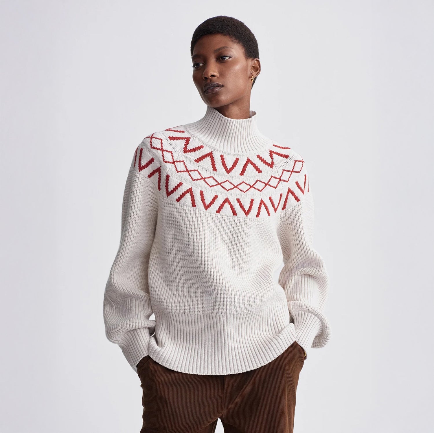 Marcie Fairisle Yoke Knit - Silver Birch