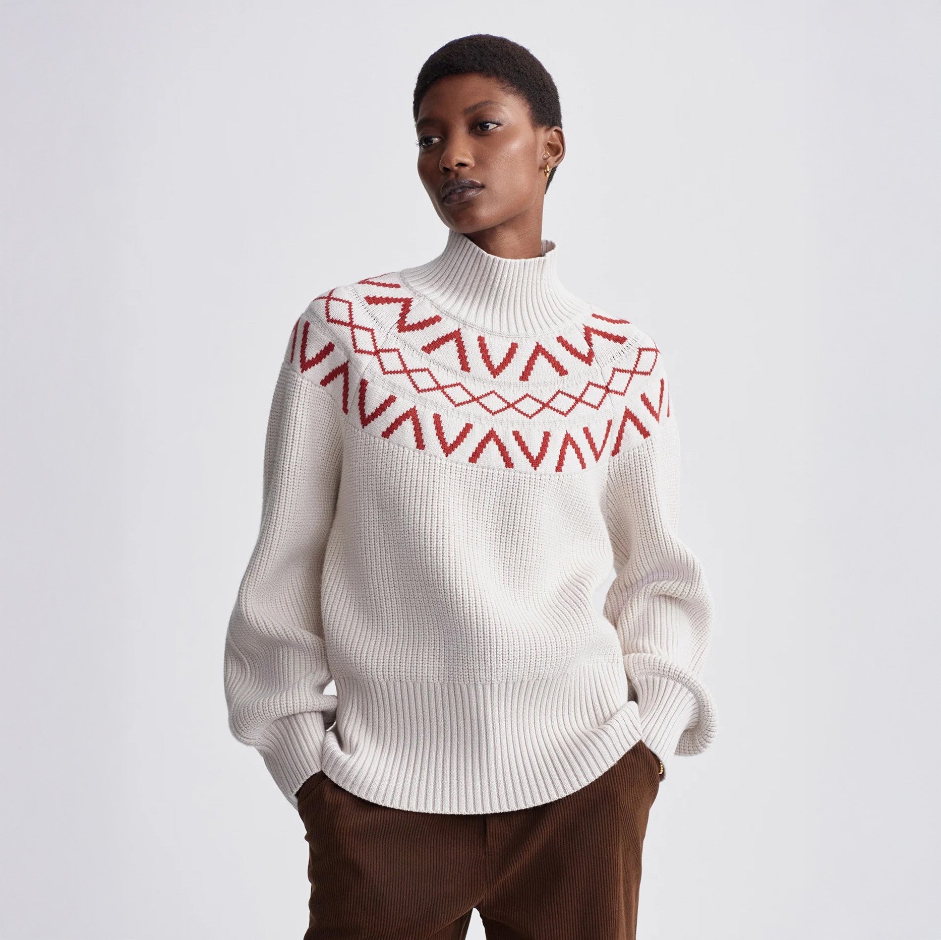 Marcie Fairisle Yoke Knit - Silver Birch