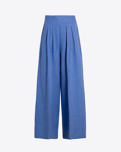 Marian Pleat Front Trousers - Blue