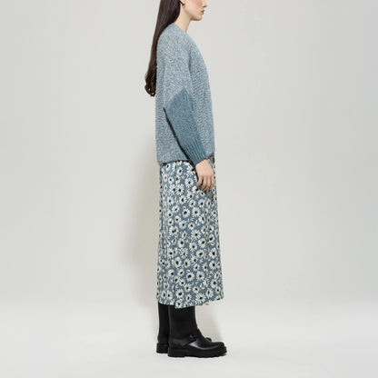 Marl Knit Cardigan - Greyish Blue