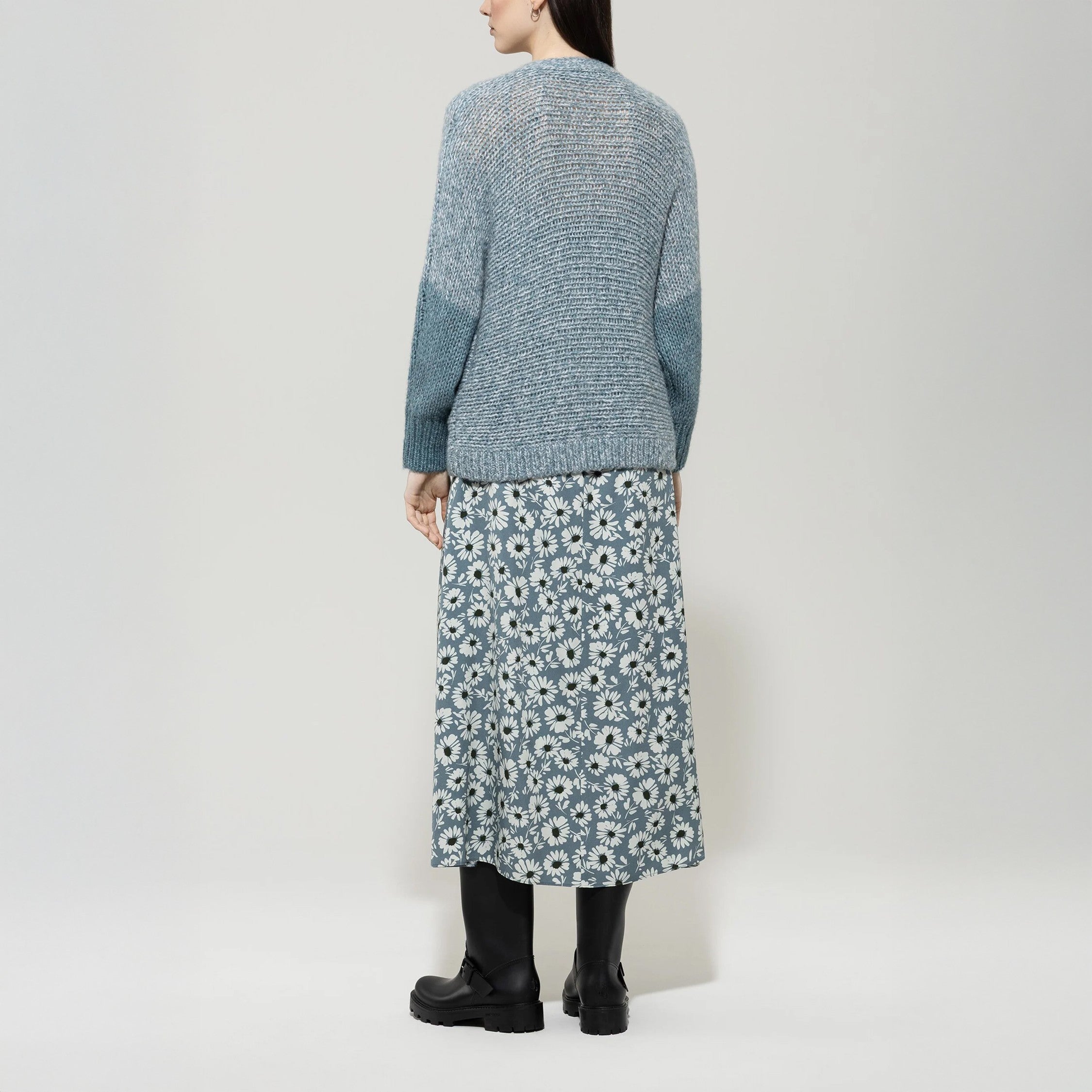 Marl Knit Cardigan - Greyish Blue