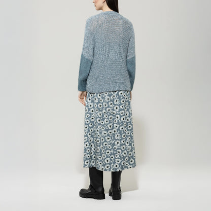Marl Knit Cardigan - Greyish Blue