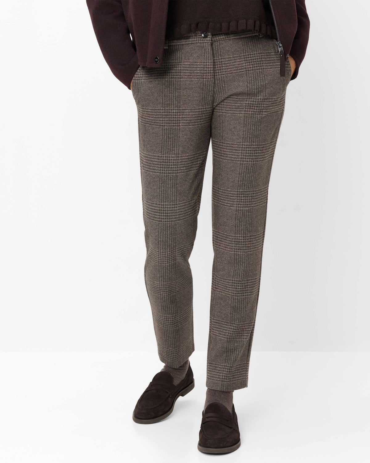 Maron S Check Pull On Trousers - Hazel Check