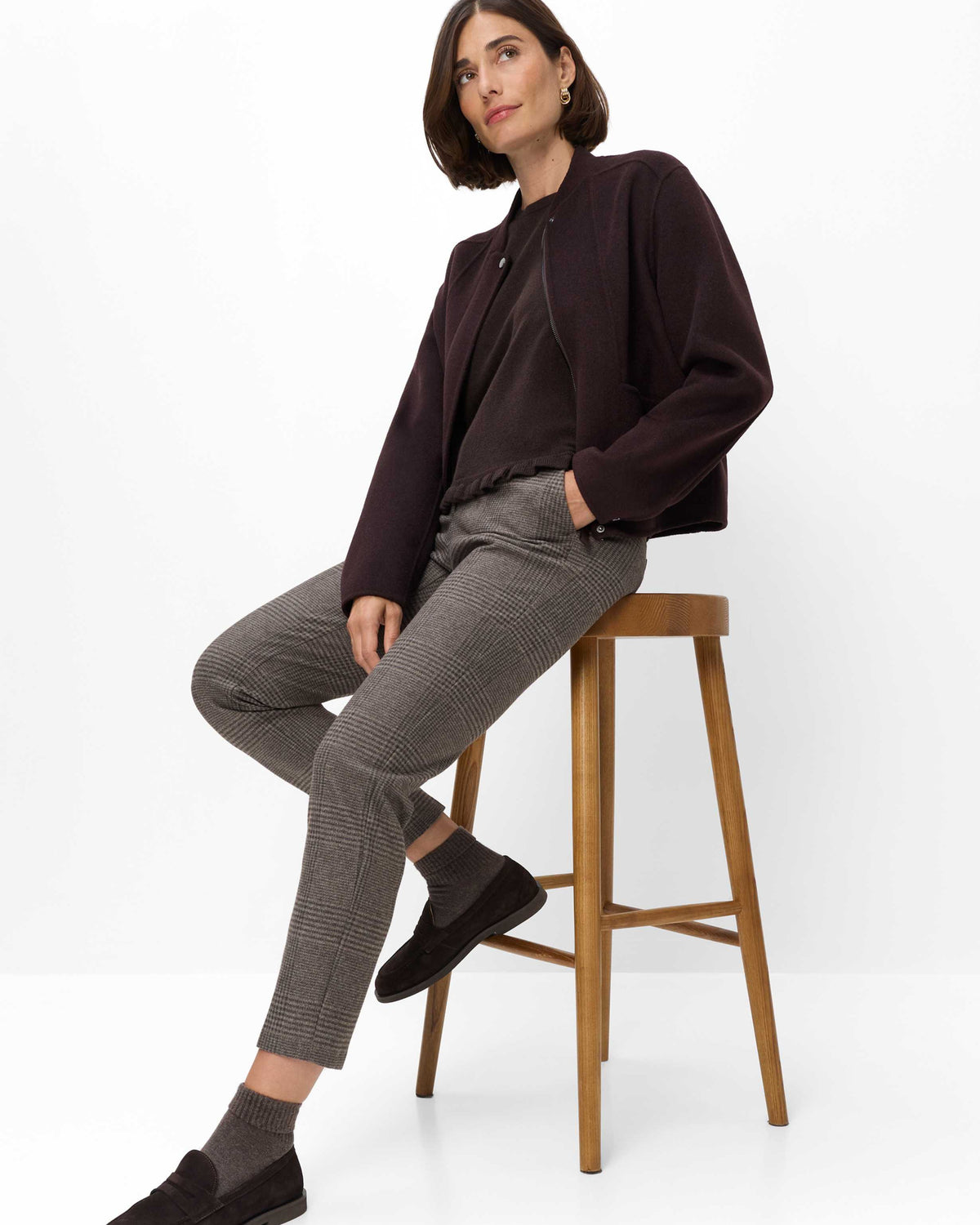 Maron S Check Pull On Trousers - Hazel Check