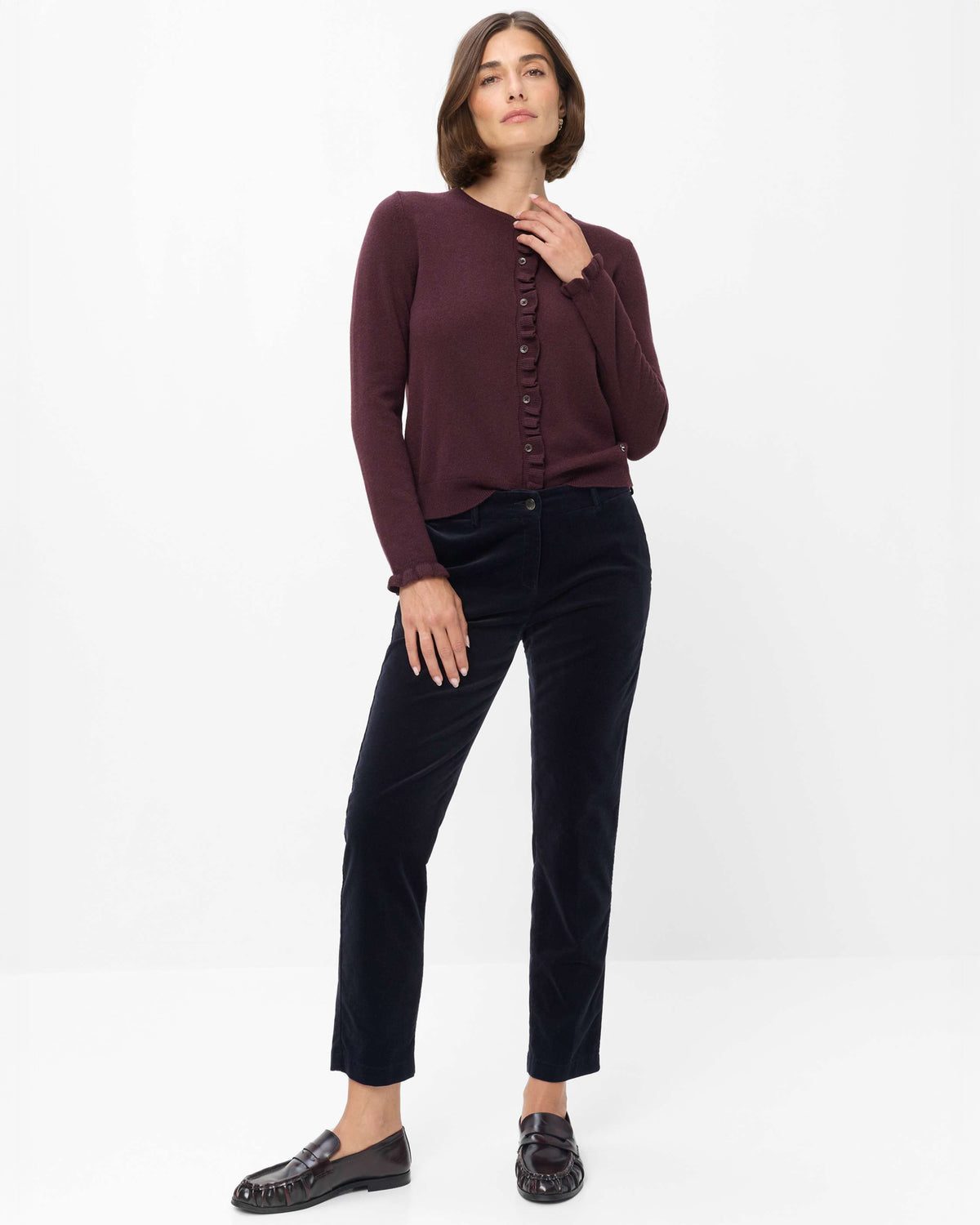Maron S Velvet Trousers - Navy