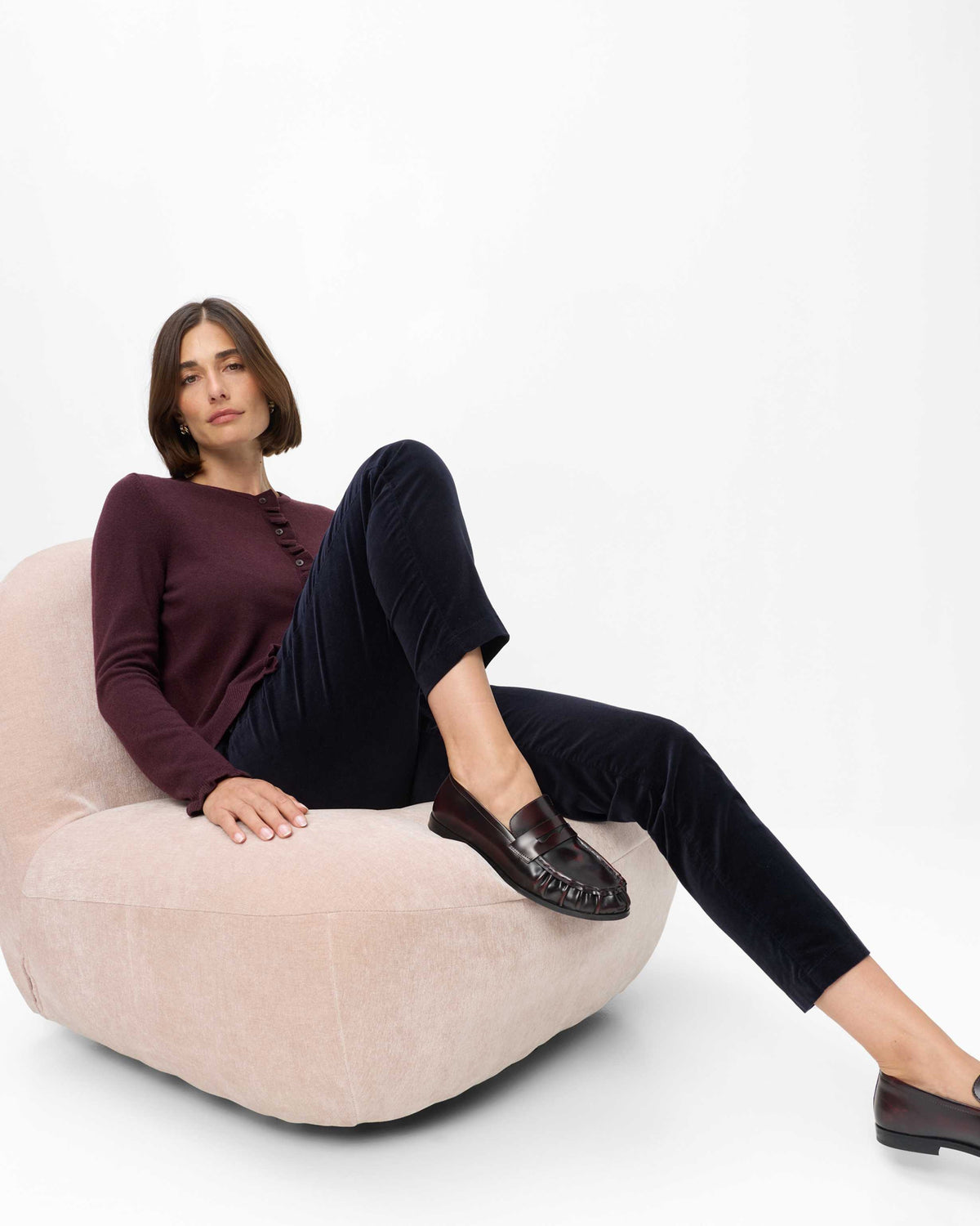 Maron S Velvet Trousers - Navy