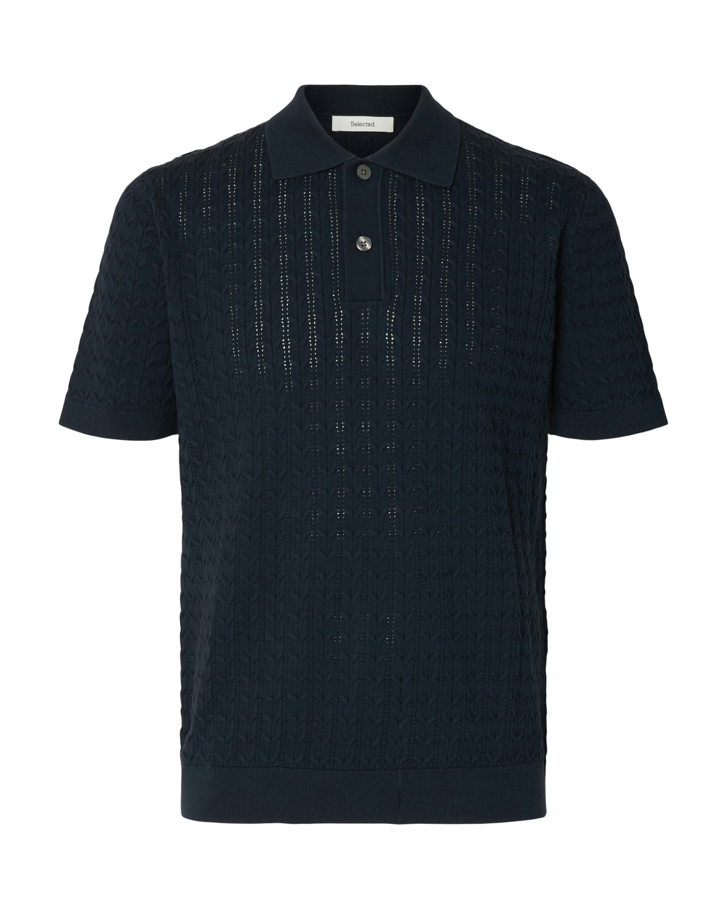 Mattis Short Sleeve Knit New Cable Polo - Sky Captain