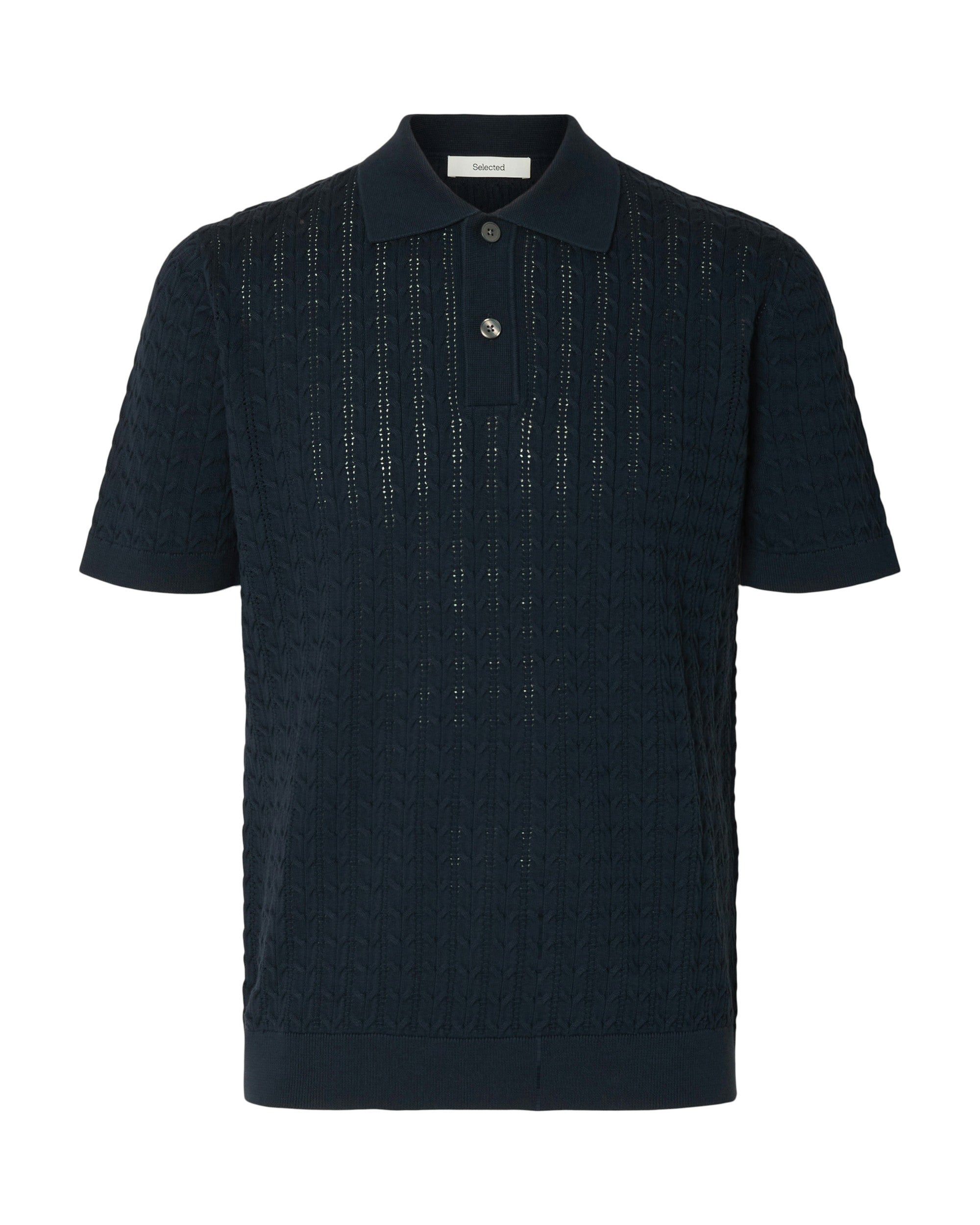 Mattis Short Sleeve Knit New Cable Polo - Sky Captain