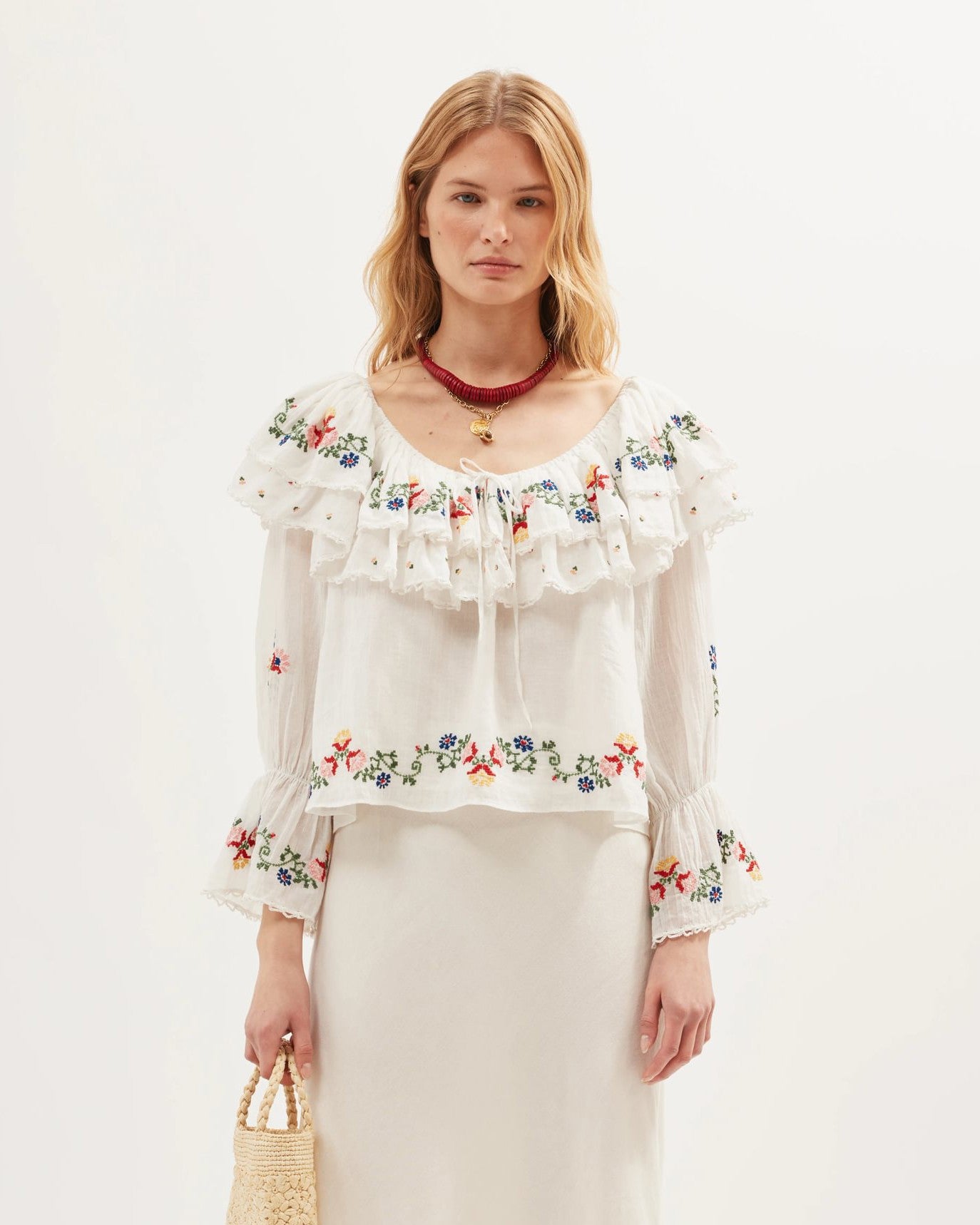 Maurine Top Lilia Embroidery - Ivory