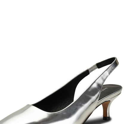 Maxine Slingback Leather - Silver Metallic