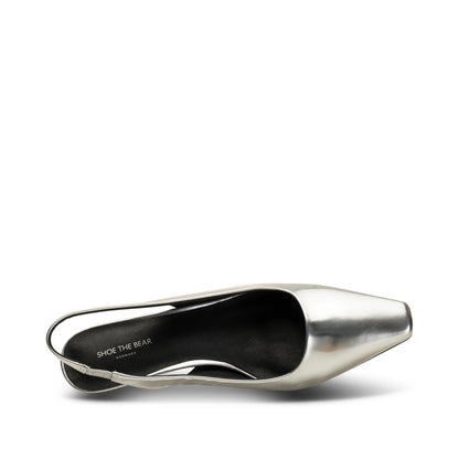 Maxine Slingback Leather - Silver Metallic