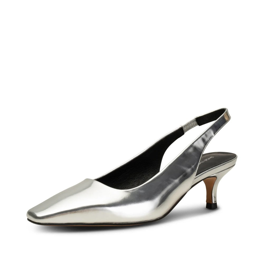 Maxine Slingback Leather - Silver Metallic