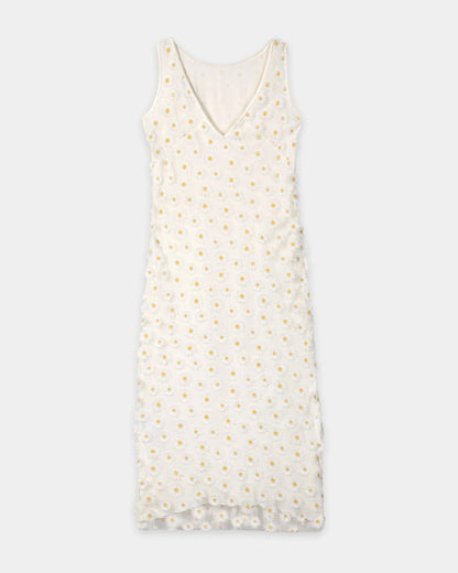 Maxi Dress With Flowers - White