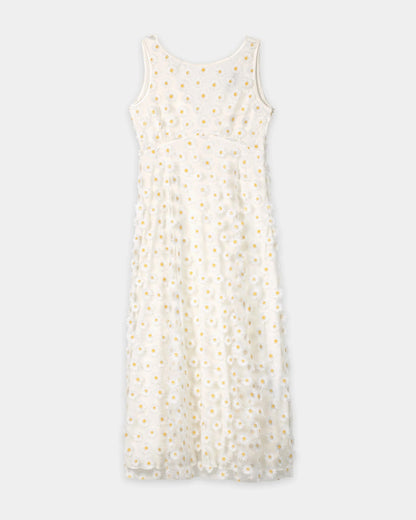 Maxi Dress With Flowers - White