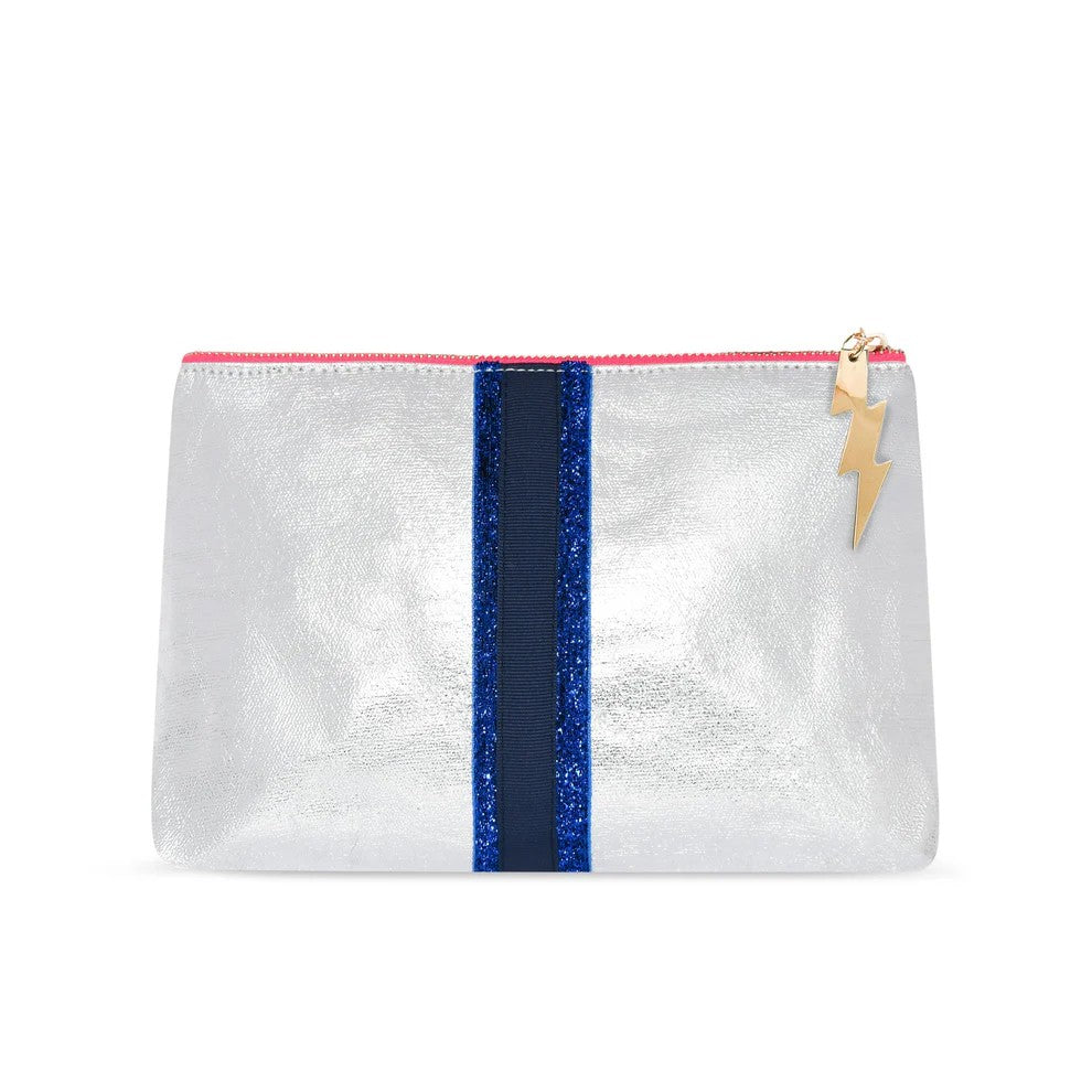 Sheeny Clutch - Silver/Blue