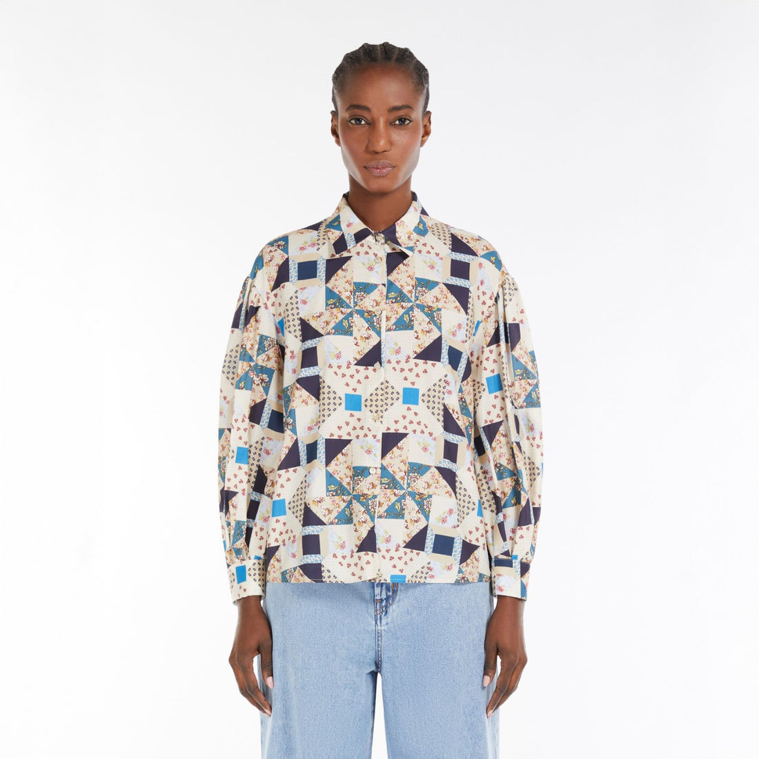 Mescal Patchwork Cotton Shirt - Beige