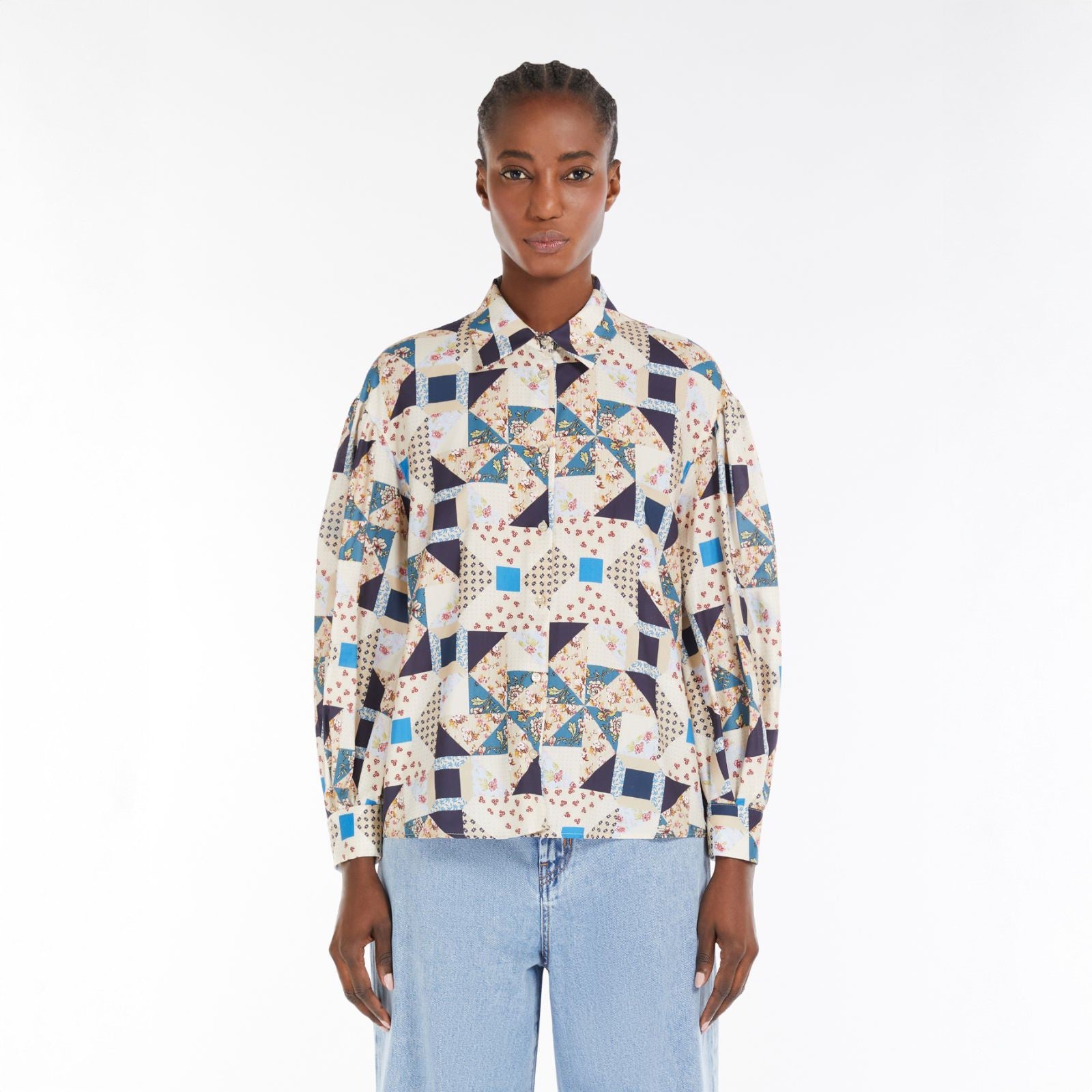 Mescal Patchwork Cotton Shirt - Beige