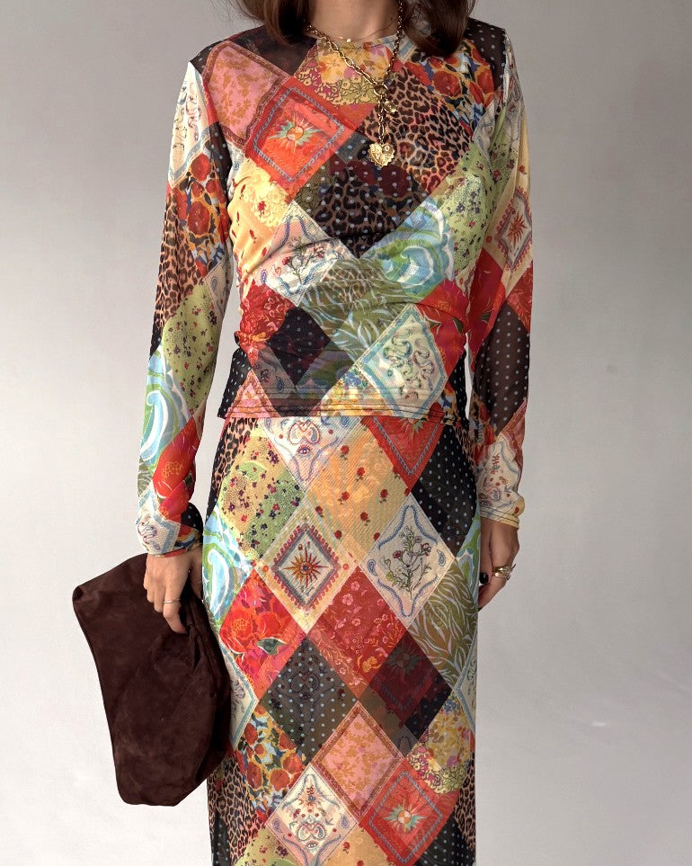 Mesh Top In Jardin Du Soleil Print - Jardin Multi