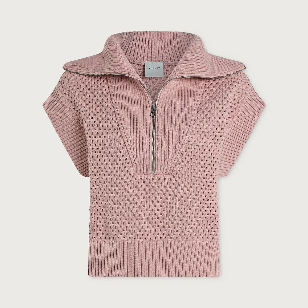 Mila Half Zip Knit - Pale Mauve