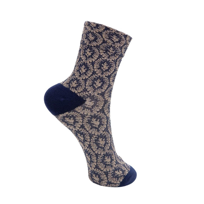 Milena Lurex Sock - Navy