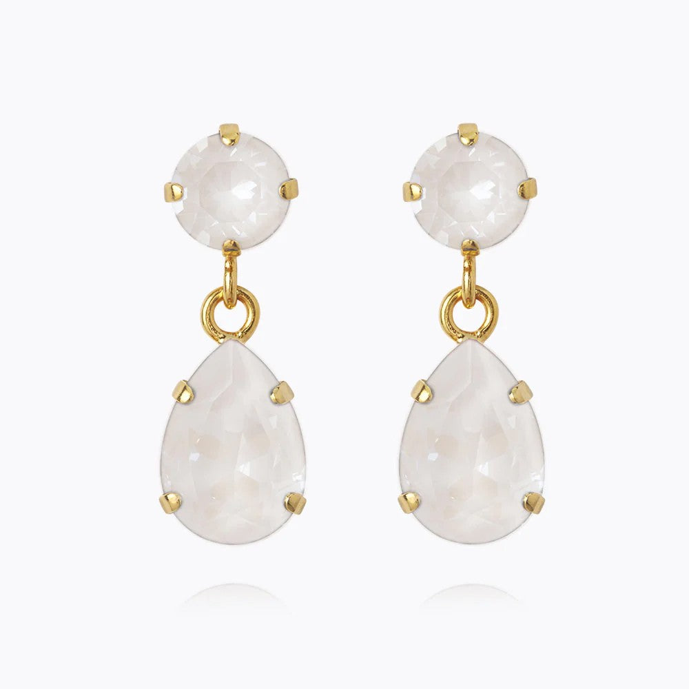 Mini Drop Earrings Gold - Electric White