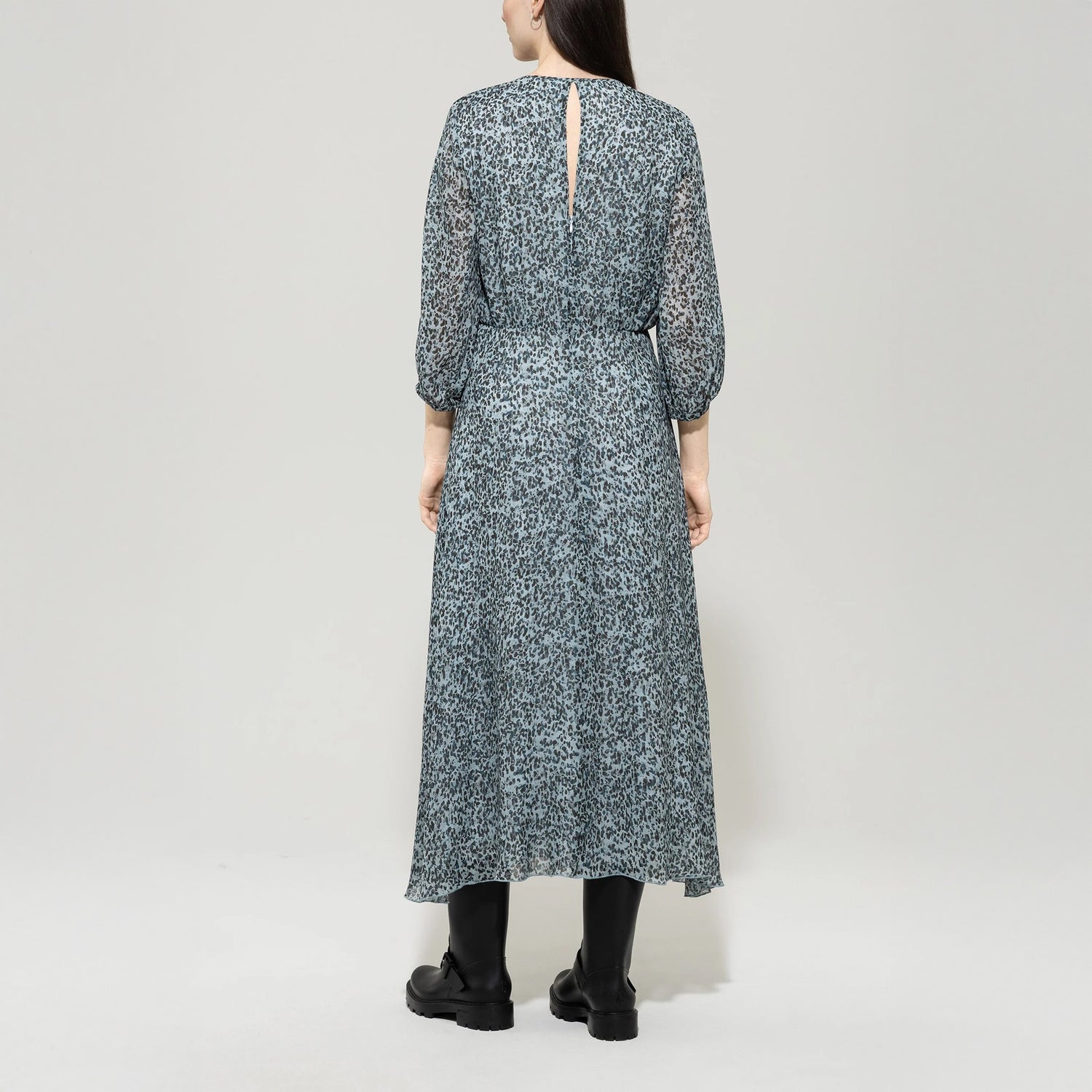 Mini Animal Long Dress - Light Blue