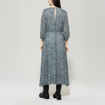 Mini Animal Long Dress - Light Blue