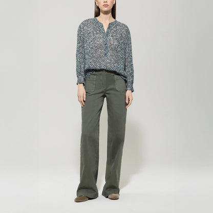 Mini Animal Print Blouse - Light Blue